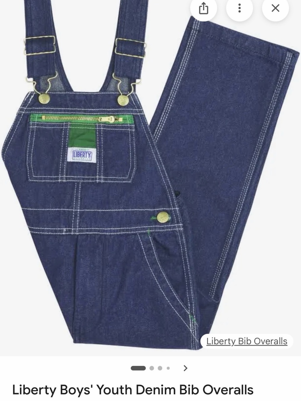 liberty Navy Blue Denim Bib Overalls with Green Trim